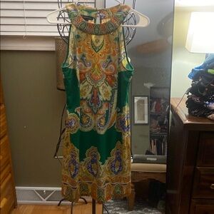 INC Paisley Green Sleeveless Dress